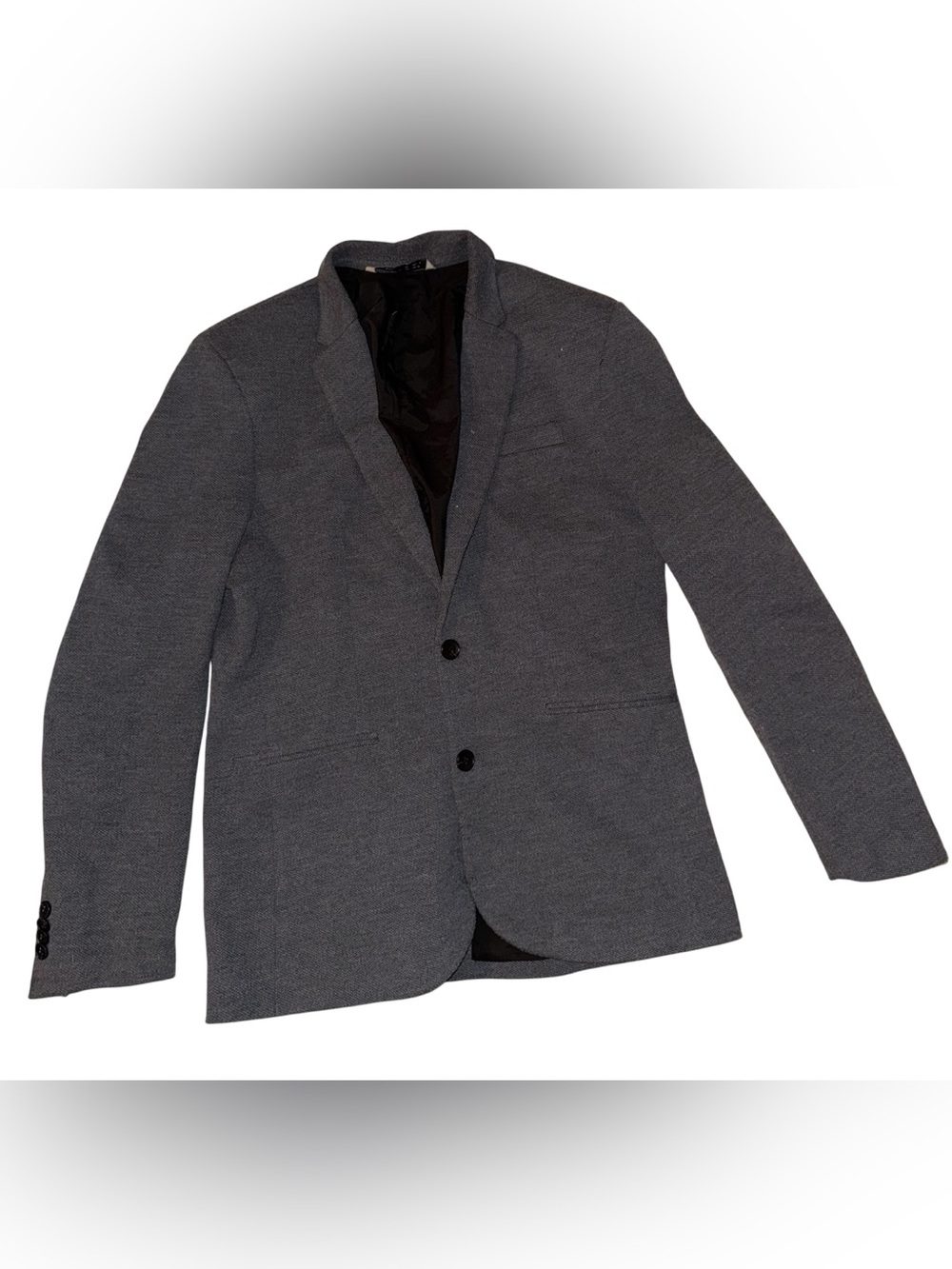 Zara Men's Dark Gray Textured Blazer - Two-Button Sport Coat